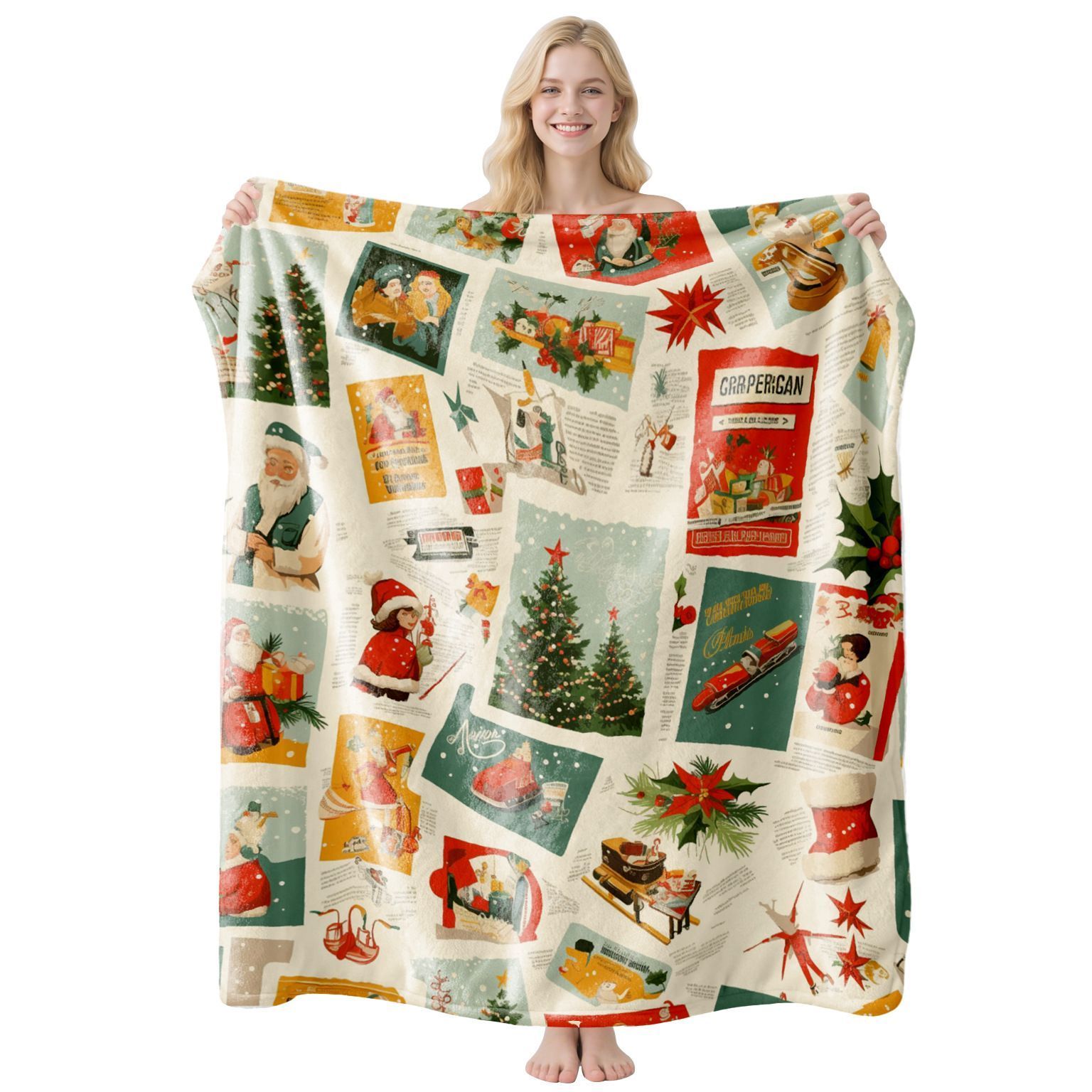 Light‑Weight Holiday Flannel Throw, Sofa Bed Decor Cover For Christmas & Halloween, Desirable Present For Close‑family Holiday Gifting, Style FLR‑208, Size S
