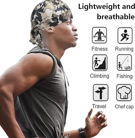 4 Pieces Camouflage Bandana Cycling Caps, UV Protective Under Helmet Headscarves for Men and Women, Cycling and Outdoor Use, Green — image 5