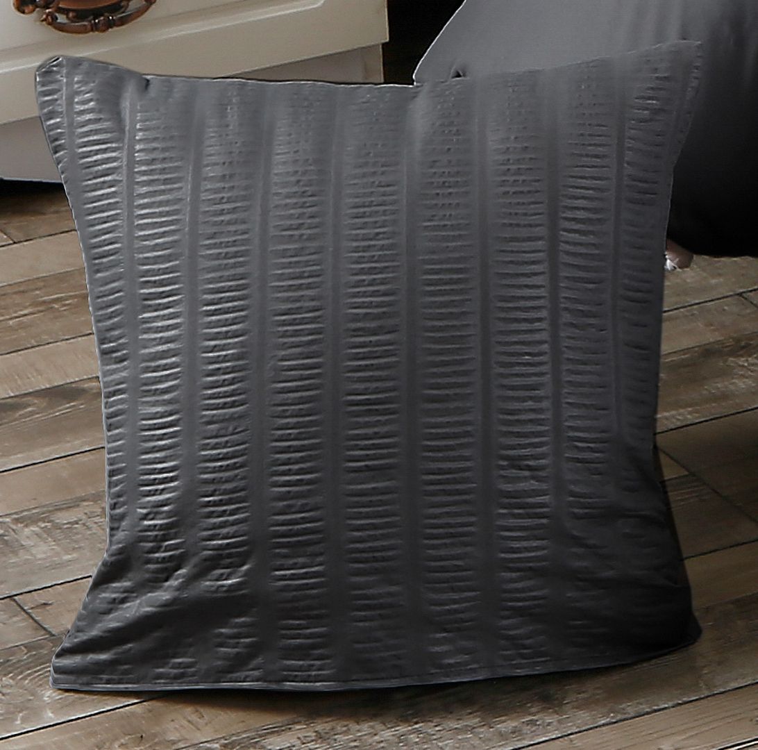 1000TC Premium Ultra Soft Seersucker Cushion Covers - 2 Pack - Charcoal โ image 2
