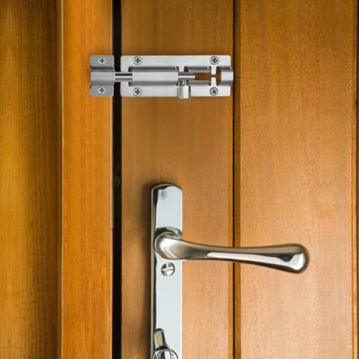 304 Stainless Steel Sliding Door Latch with Screws, 97 mm Bolt Lock for Bathroom, Bedroom, Shed, Cabinet and Garden Gate — image 5