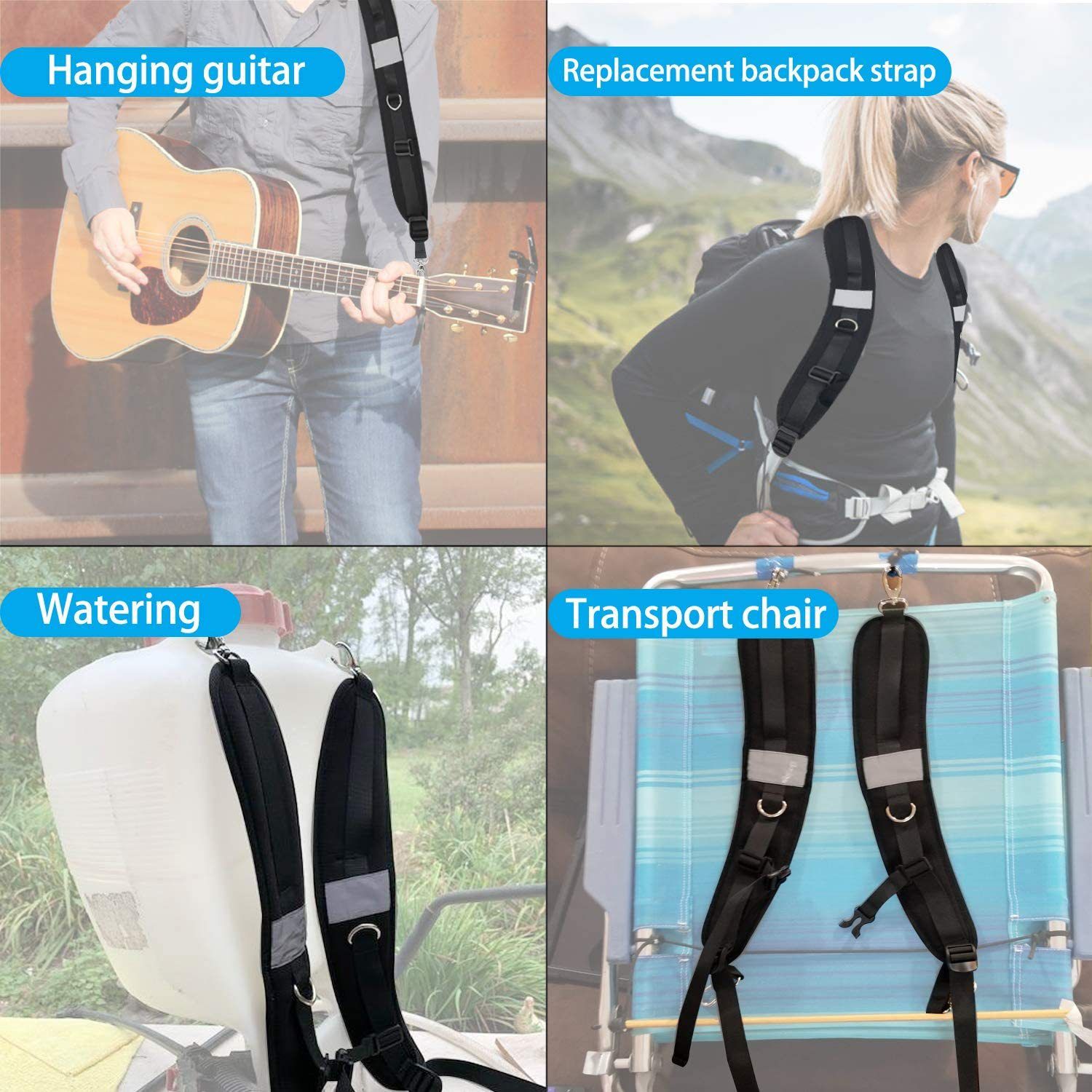 1 pcs Backpack Waterproof Replacement Shoulder Strap with Adjustable Belt for Shoulder Bag Backpack Black โ image 2