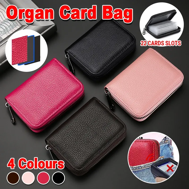 Compact Zipper Organ Card Cover Holder Wallet ID Bag Short Coin Purse Pockets - Pink โ image 2