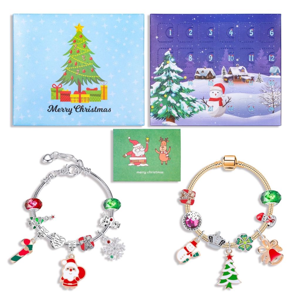 Christmas Advent Calendar DIY Charm Bracelet Making Kit for Kids 24 Days Christmas Countdown Calendar Jewelry Gifts for Girls — image 5