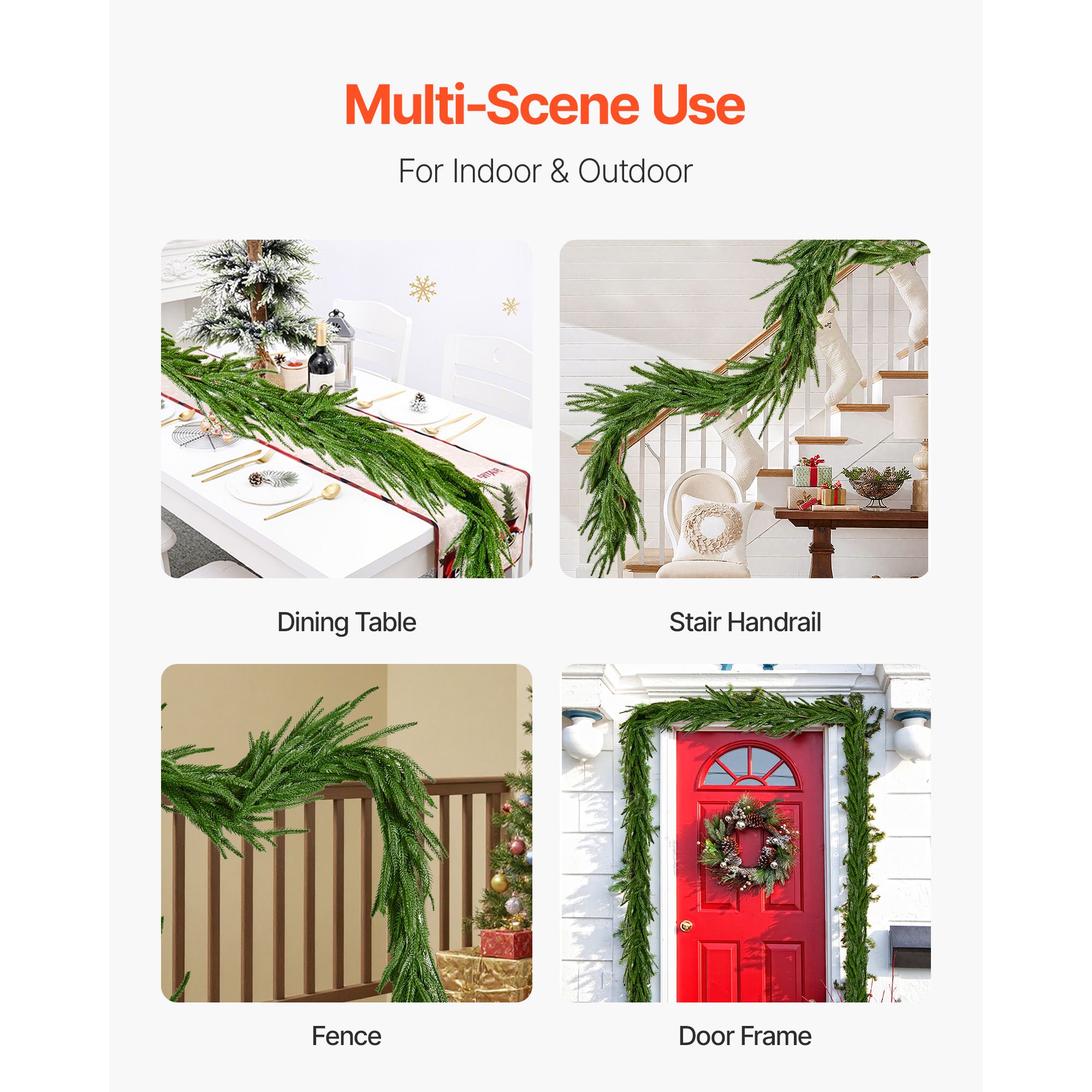 Christmas Garland, 1524 mm Realistic Norfolk Pine Garland, Evergreen Real Touch Artificial Faux Greenery Garlands, for Holiday Indoor Outdoor Xmas Decoration โ image 6