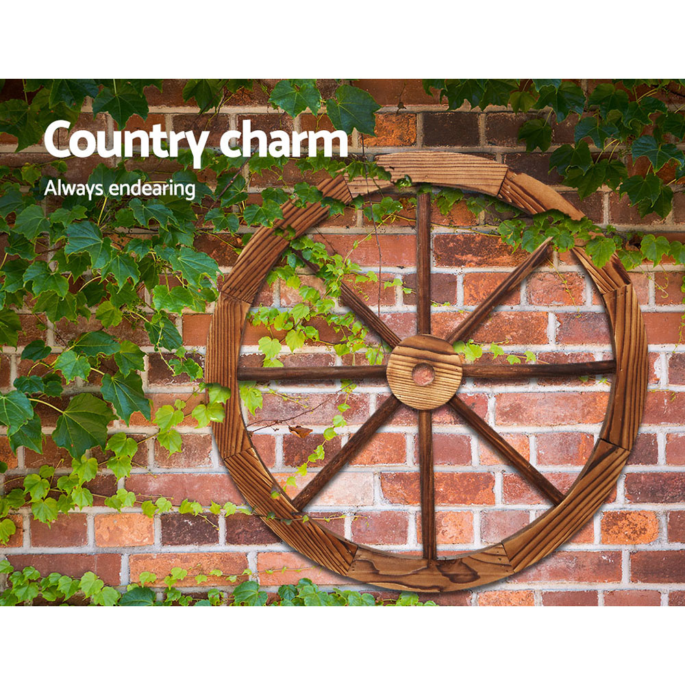 Gardeon Garden Decor Outdoor Ornament 2X Wooden Wagon Wheel โ image 3