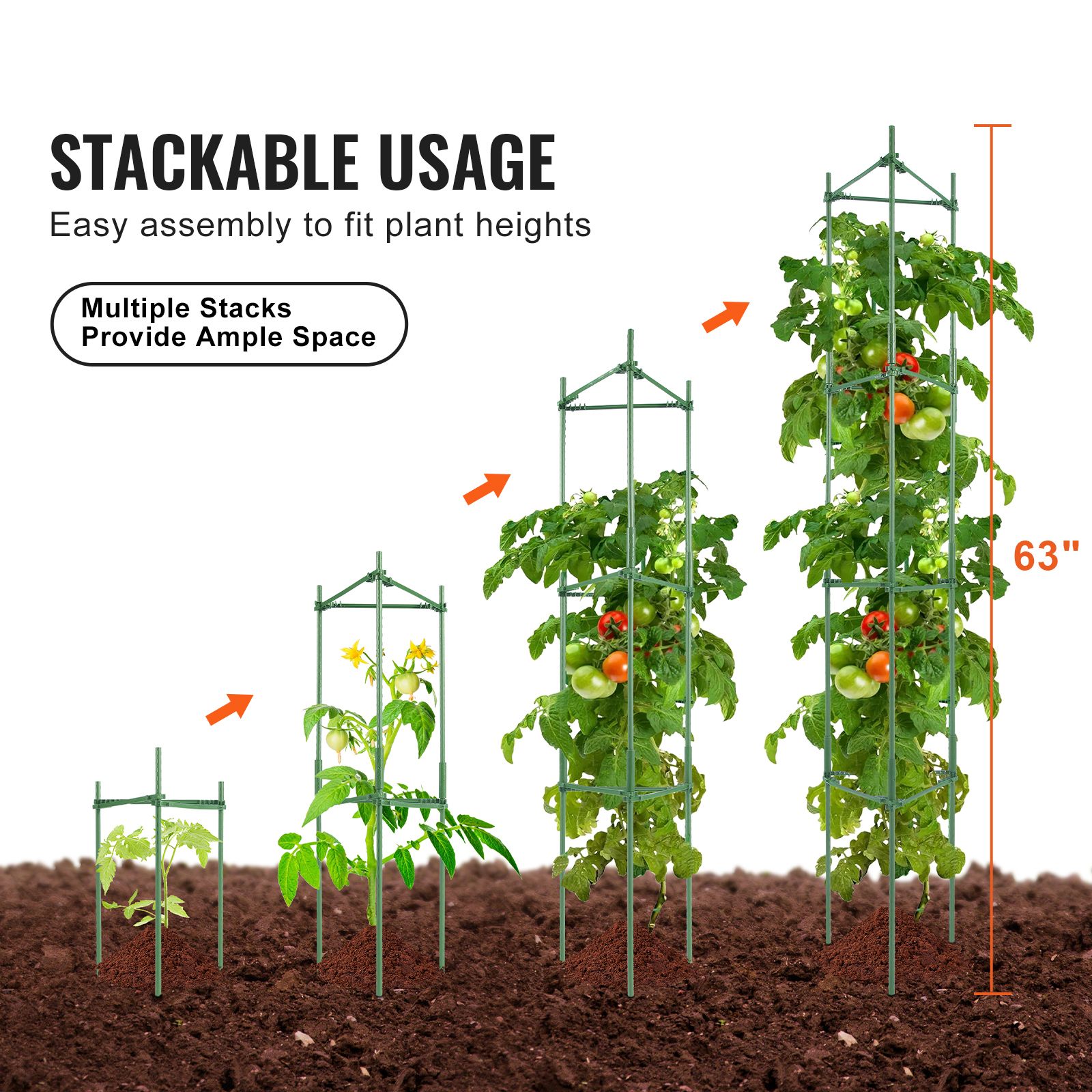 4 Packs Tomato Cages for Garden 1620 mm Tomato Plant Stakes Support Cage — image 2