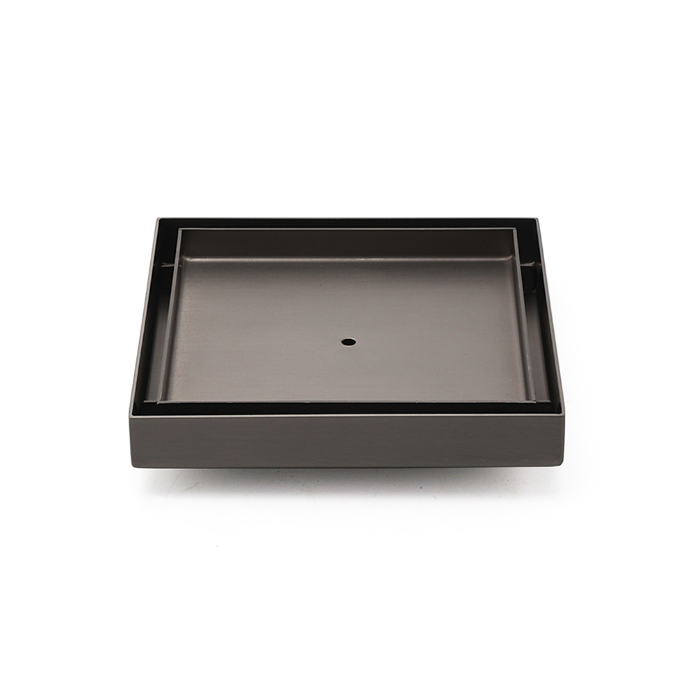 Bathroom Gun Metal 150mm Tile Insert Floor Drain Shower Grate 80mm Waste Outlet