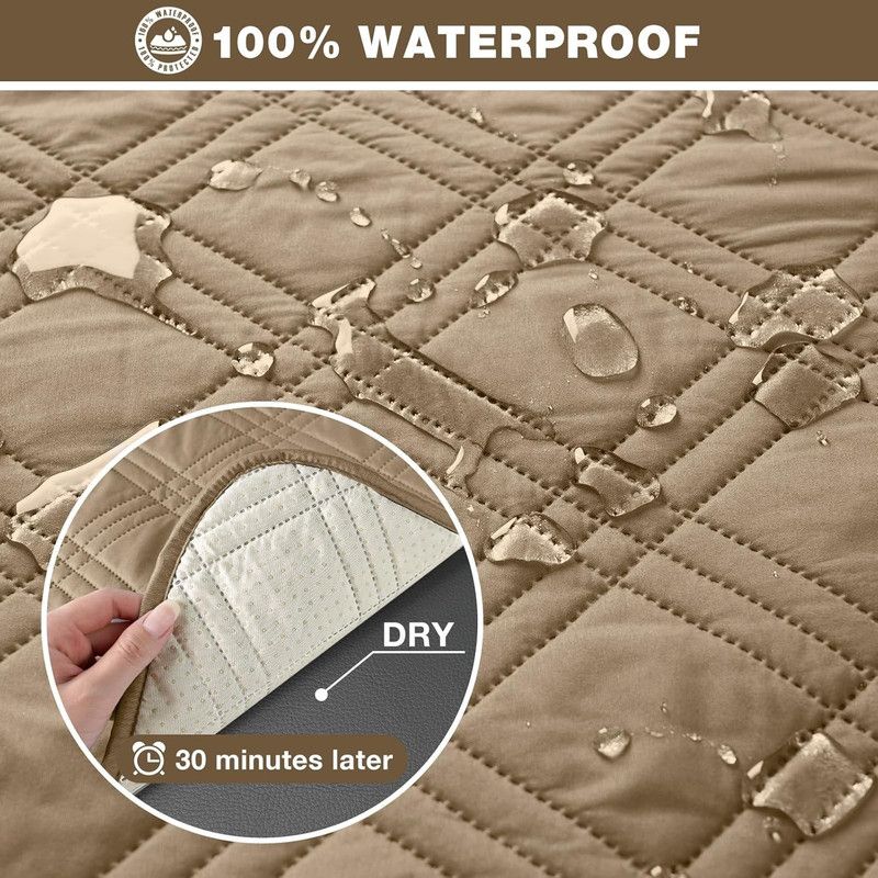 100% Waterproof Triple-Line Quilted Single Armchair Cushion, Non-Slip, Scratch-Resistant, Adjustable - Chocolate Brown-L — image 4