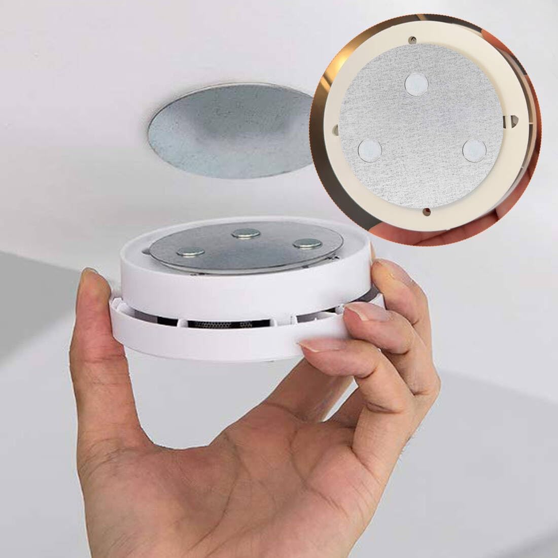 Magnetic Smoke Detector Sticky Pads Magnetic Adhesive Pads 3PCS Magnetic Smoke Alarm Fixing Mount No Drilling Magnet Holder Installation Tool for Smoke Fire โ image 6
