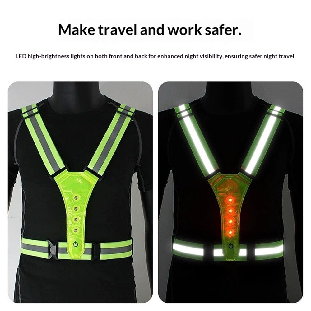 LED Reflective Vest with Chest Light, Visibility Rechargeable Light Up Running Vest Night Safety Running Gear for Dog Walking, Cycling, Adjustable for Men โ image 3