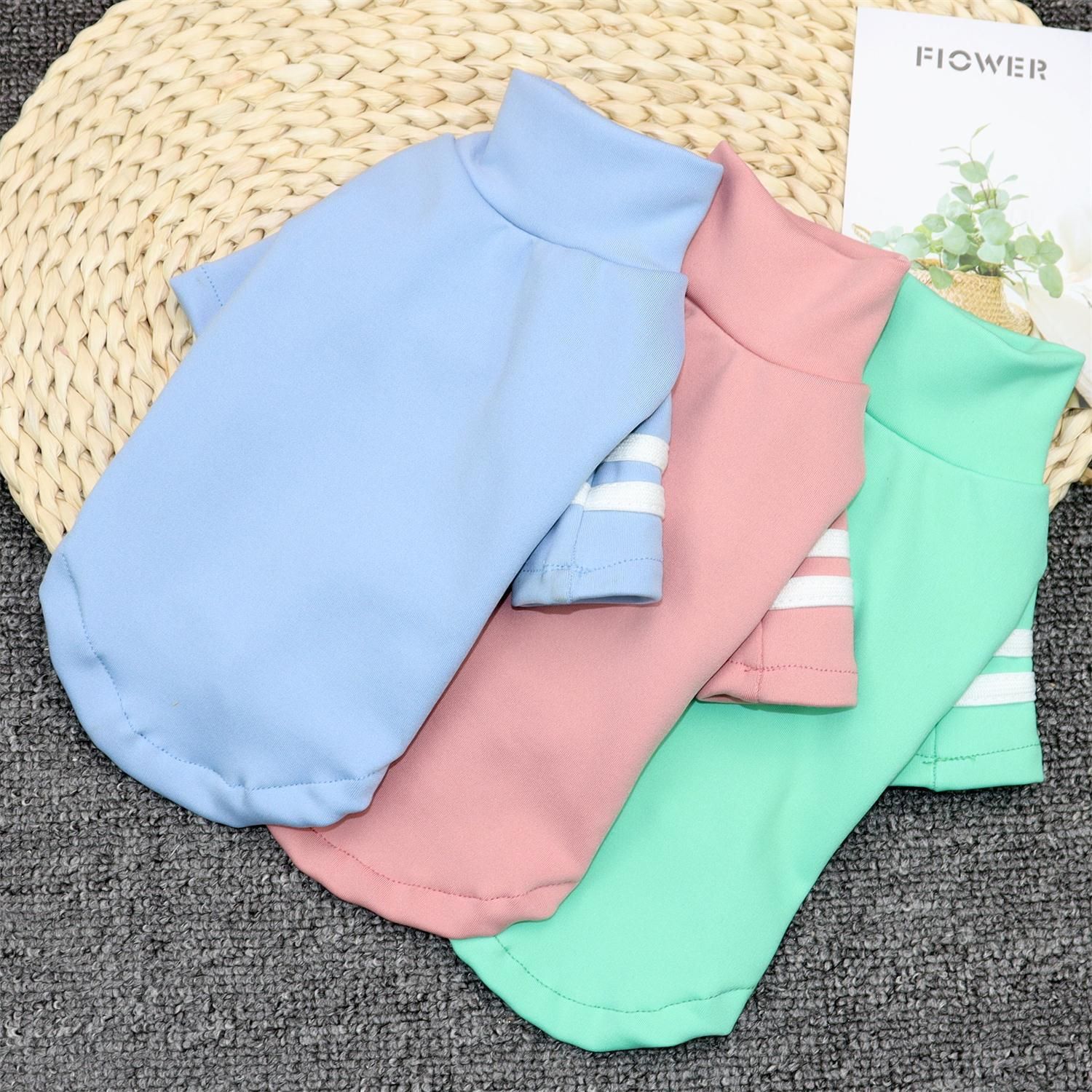 Dog Clothes Pet Clothing High Collar Base Shirt Two-bar bottoming shirt pink XS — image 2