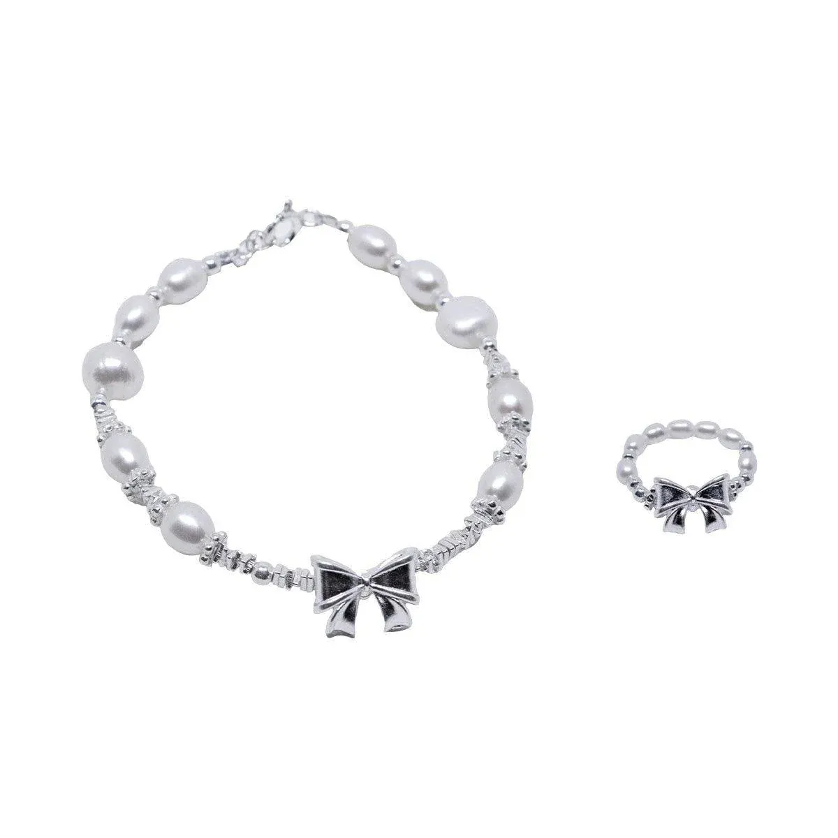 Pearl Ribbon Bracelet Ring Elegant Jewelry for Women Fashion Accessories Gift - Ring โ image 3