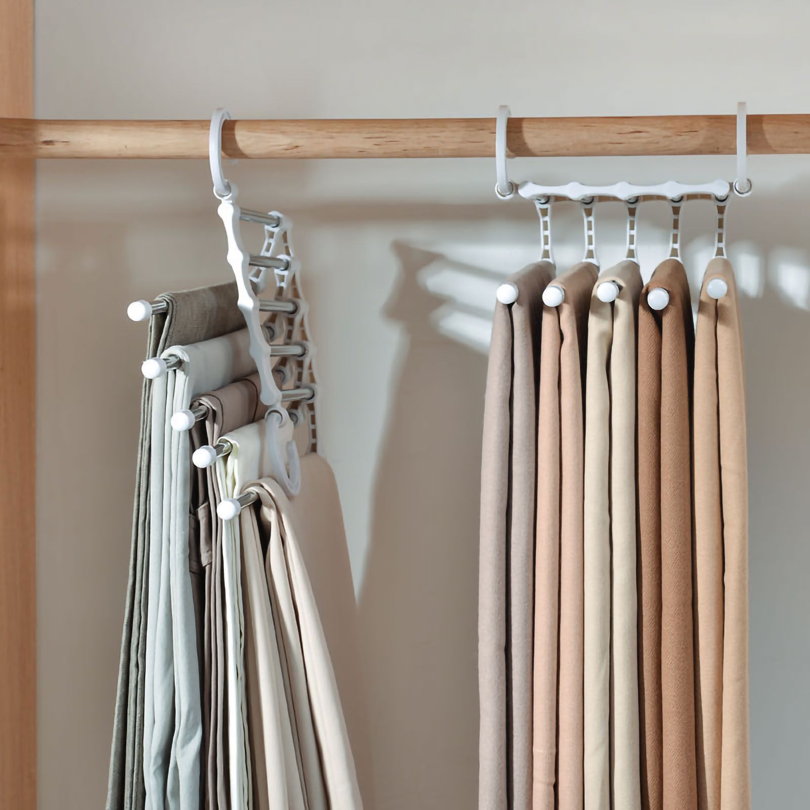 Stainless Steel Hangers Home Multifunctional Foldable Trouser Rack Retractable Trouser Storage Rack Trouser Rack White โ image 2