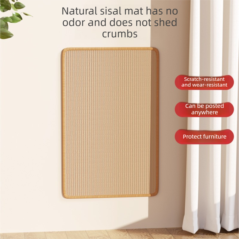 3-PCS Self-Adhesive Sisal Cat Scratching Mat Vertical Wall Mounted Scratcher Board for Furniture Protection(25cm*50cm) — image 2