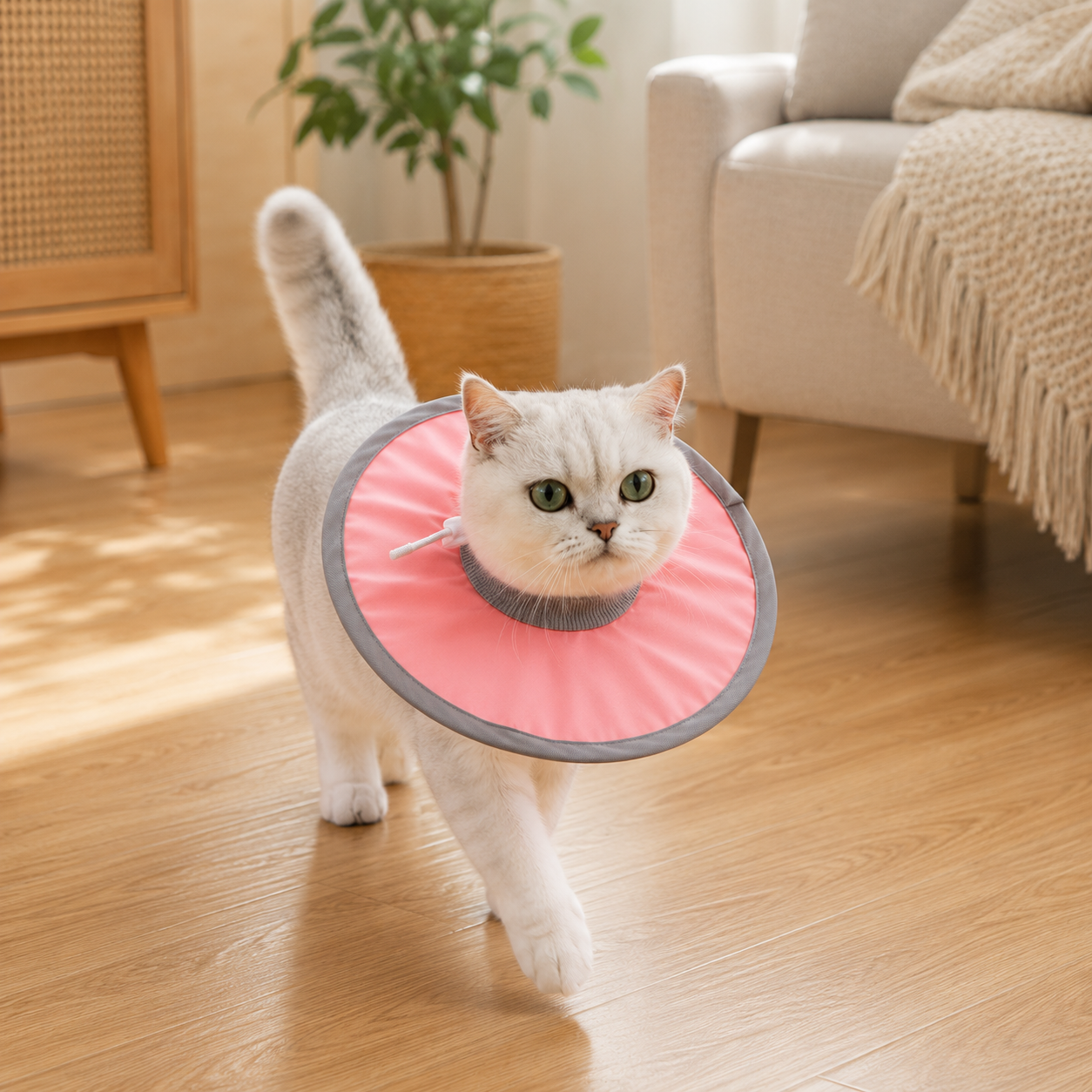Pure Pink Soft Waterproof Elizabethan Collar for Cats & Dogs S Size - Adjustable Anti-Licking Recovery Cone After Surgery