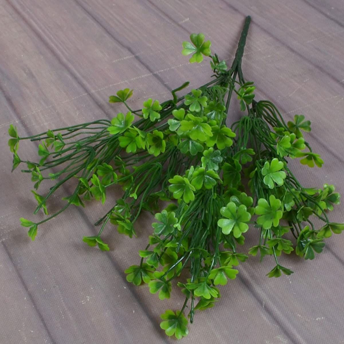 2pcs Plastic Desktop Arrangements Decorative Shamrock Party Plant Fake Holiday Lucky Simulated Plants Home Grass Greenery Decor — image 4