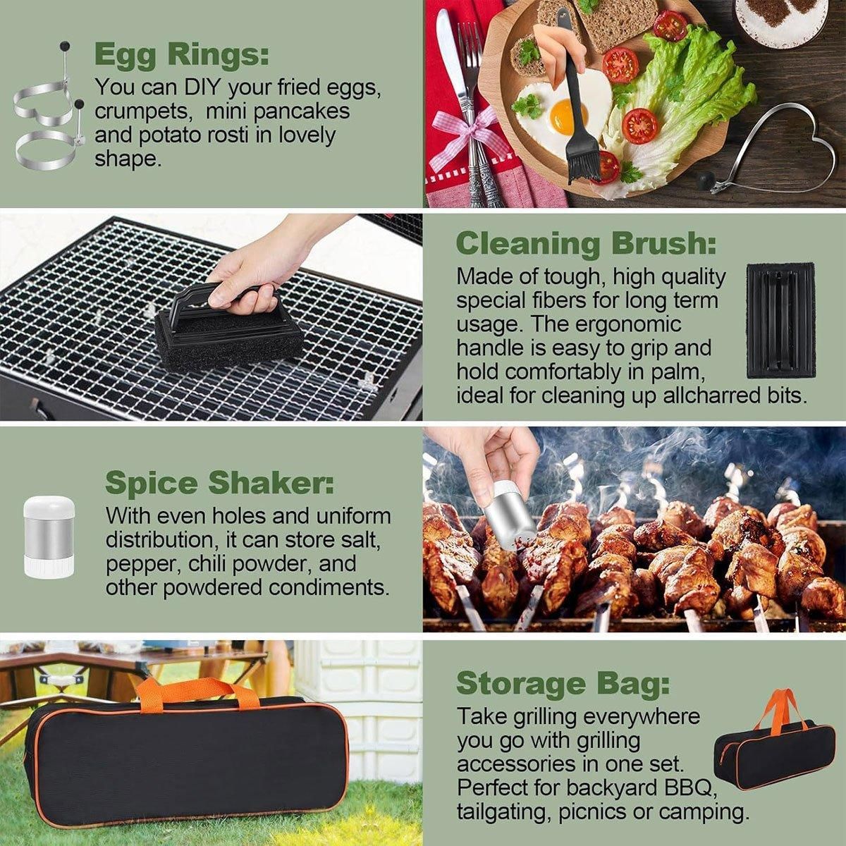 17 Piece BBQ Grill Tools Set Outdoor Barbecue Spatula Shovel Stainless Steel Kit — image 6
