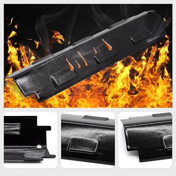 4 Pack Porcelain-Coated Steel Grill Heat Plates, Replacement Burner Covers for Char-Broil and Kenmore Gas Grills, Black, 37 × 11 cm — image 4