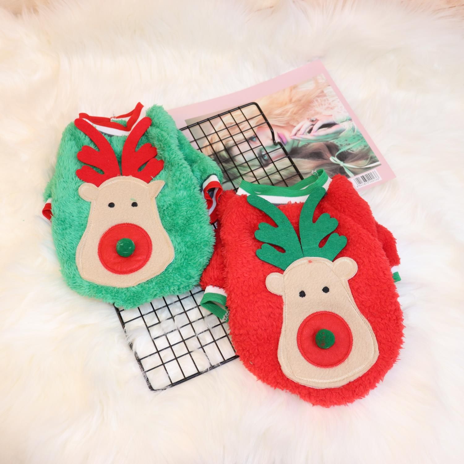 Qichong Pet Fleece Vest for Dogs and Cats Fawn bumping red S โ image 2
