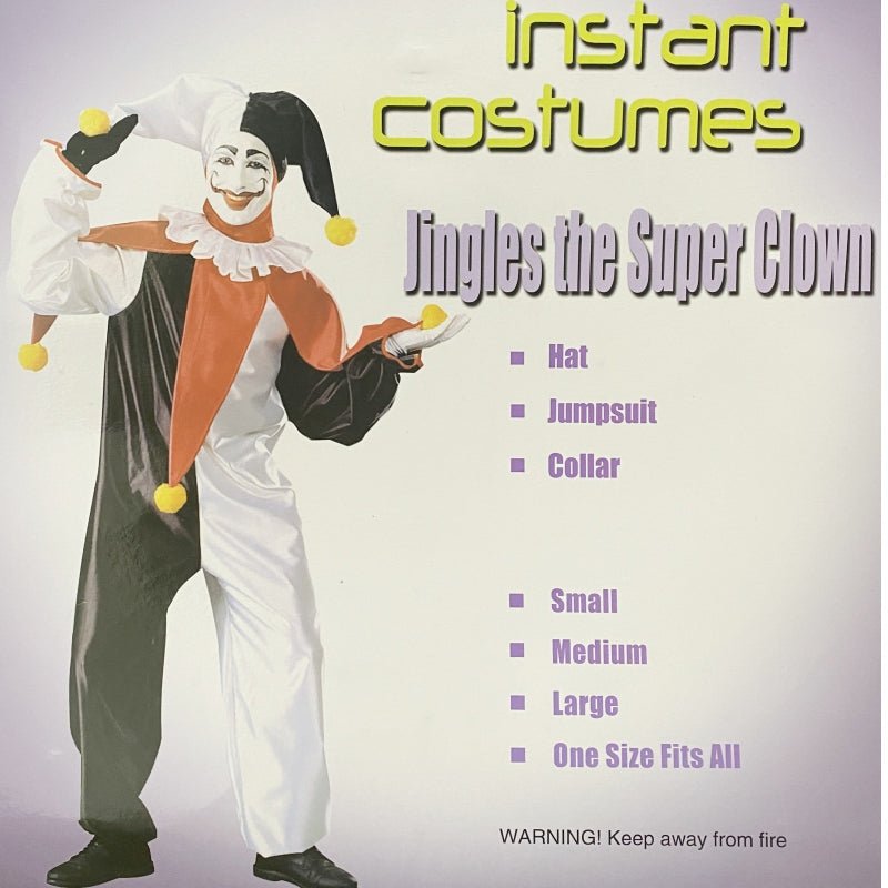 FANCY CLOWN COSTUME JINGLES THE SUPER CLOWN