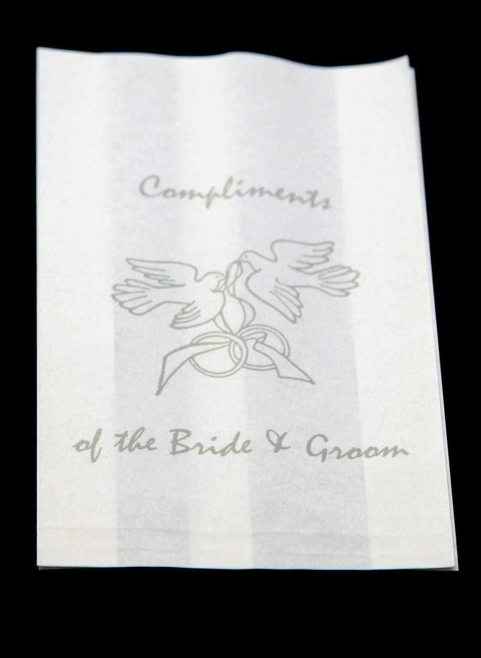 200 Pack Wedding Cake Bags Greaseproof Wax Paper Slice Take Home Favour Silver Doves — image 4