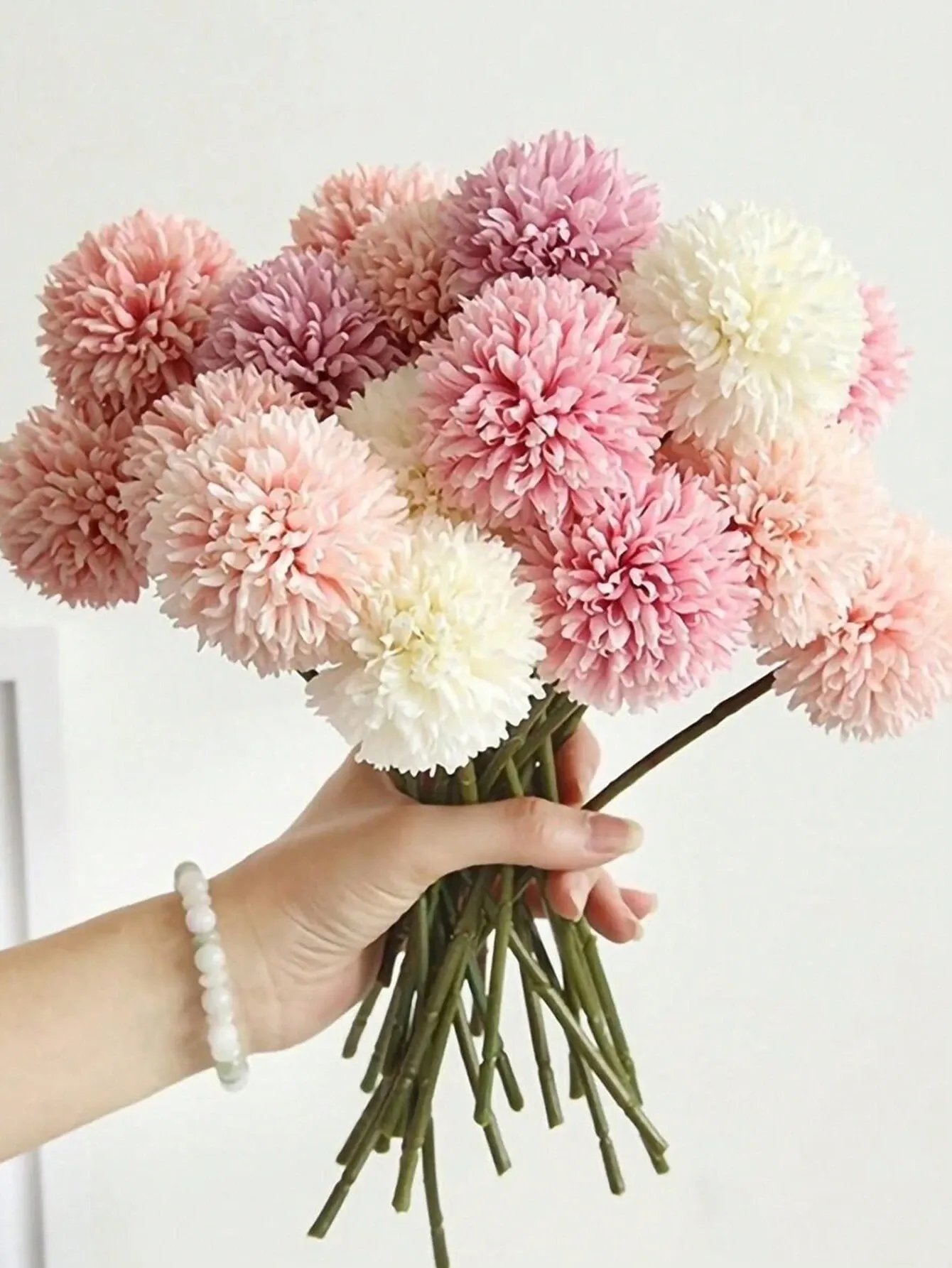 16pcs Artificial Chrysanthemum Ball Flowers Dandelion Hydrangea Arrangement Bouquet For Friends Bridal Wedding Home Office Decor Ideal Valentine s Day Gift — image 3