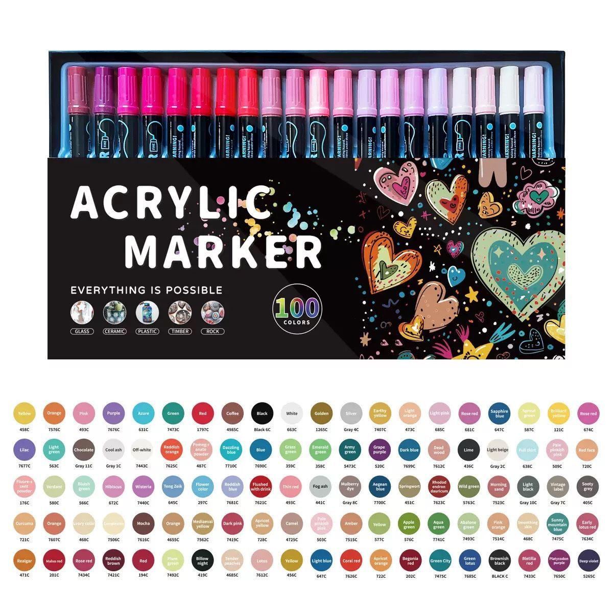 Double-Headed Acrylic Markers Art Marker Set Sketch Pens Permanent Markers - Multi-color - Size 120 colors — image 4
