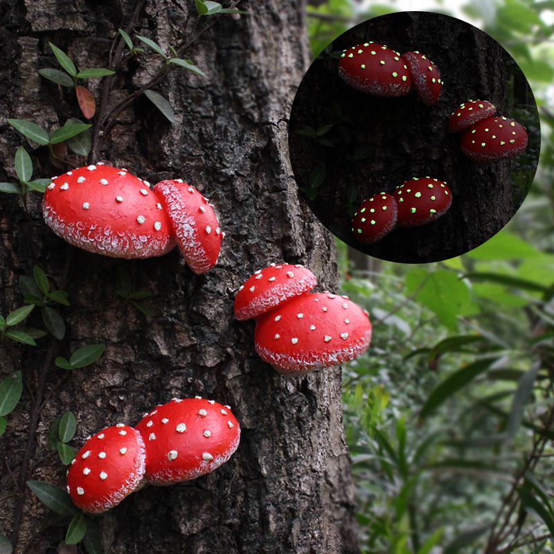 Set of 3 Mushroom Decor Decorations for Garden Yard, Mushroom Tree Decorations Outdoor, Mushroom Statue Figurines, Fairy Garden Decor Accessories - Tree — image 2