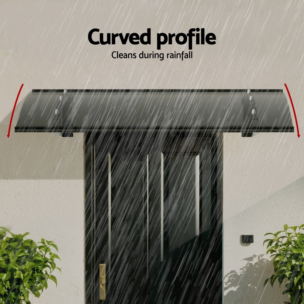 Instahut Window Door Awning Canopy 1mx1m Grey Solid Sheet Metal Frame — image 5