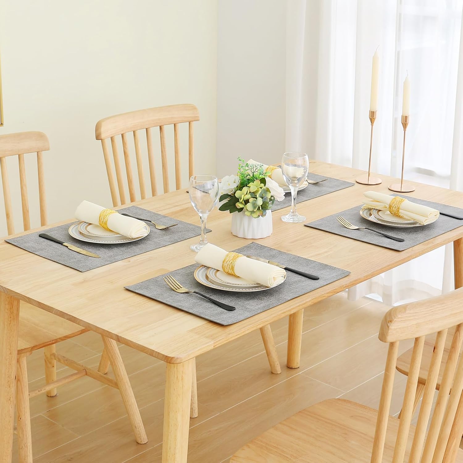 Homaxy Faux Leather Heat Resistant Placemats, 11.8" x 17" Retangle Table Mats with Diameter 13 and 3 Placemats and Coasters.93 inch — image 6