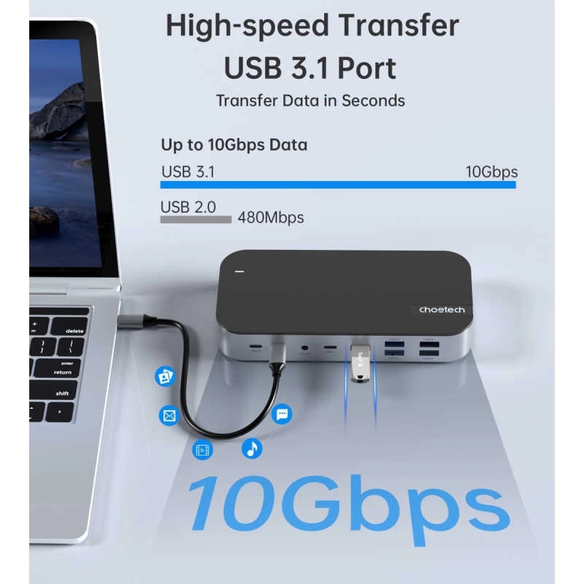 CHOETECH HUB-M52 15-in-1 Laptop USB-C Docking Station โ image 6