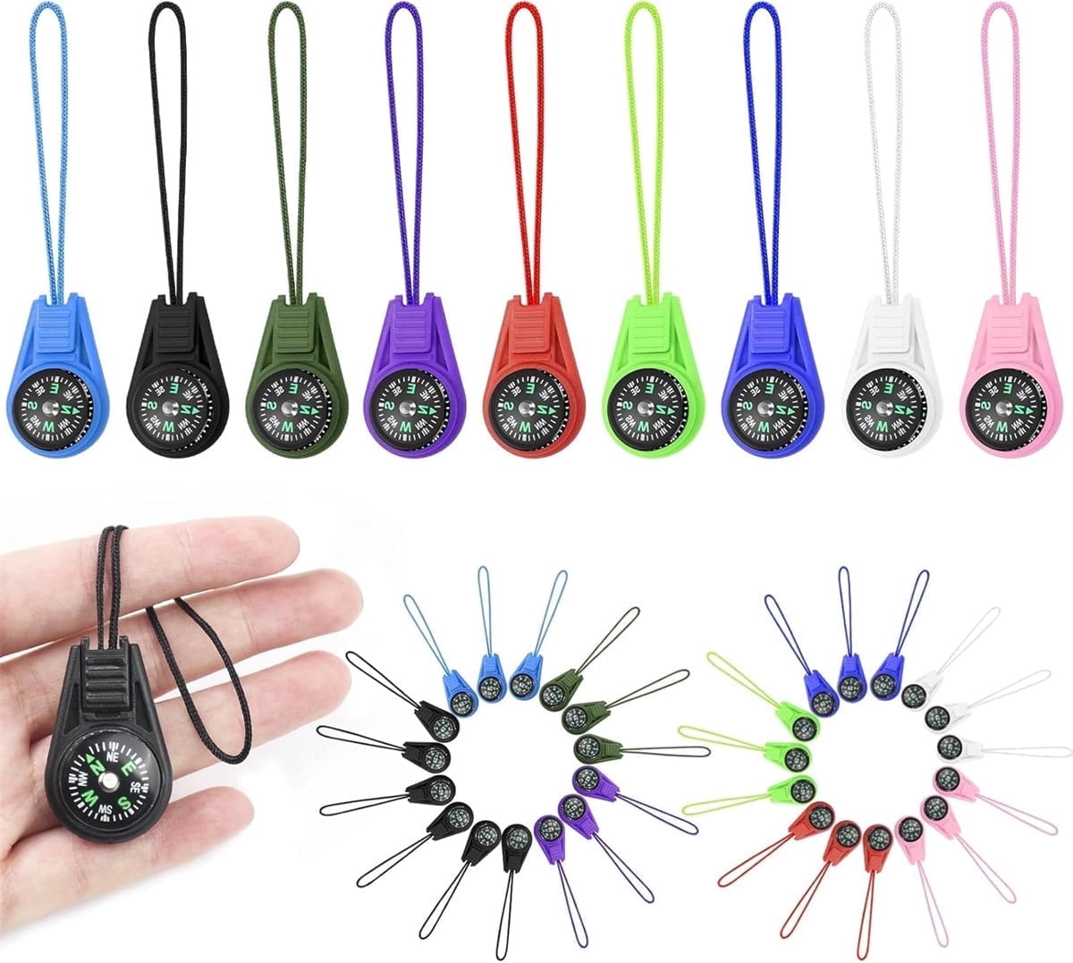 25Pcs Compass for Kids Bulk,Multi-Color Mini Survival Compass,Outdoor Pocket Compass,Mini Compass Keychain Bulk for Hiking Survival Kits Watchband Bracelet