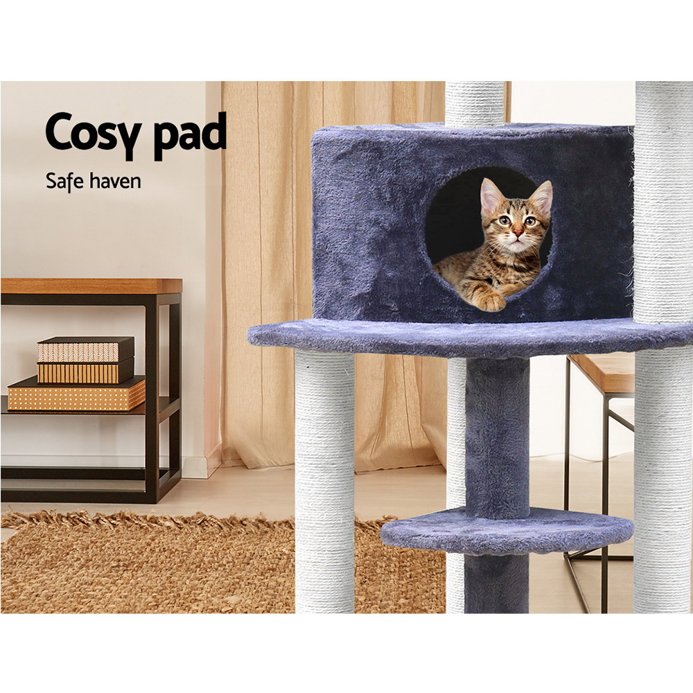 i.Pet Cat Tree 126cm Tower Scratching Post Scratcher Condo Trees House Grey โ image 6