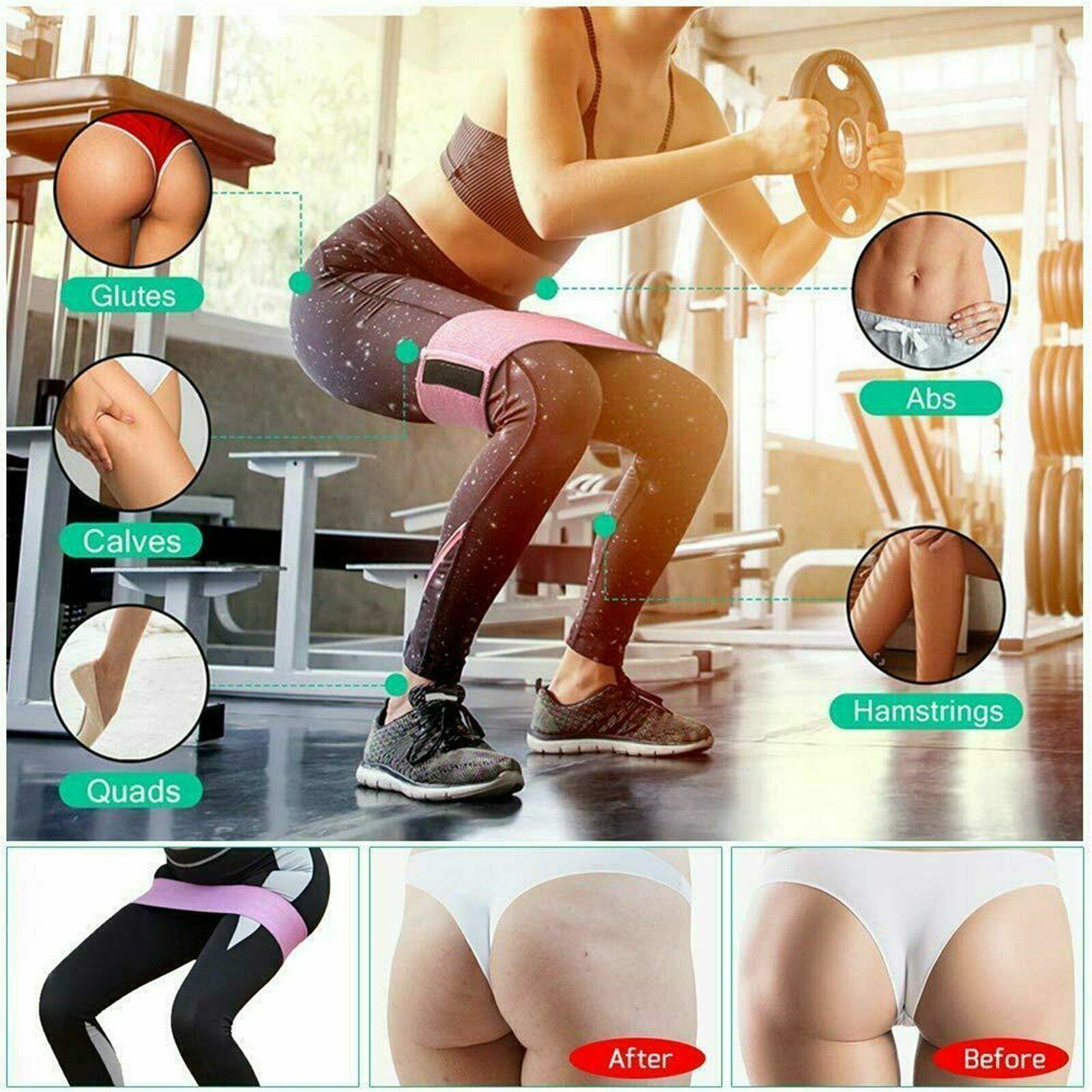 8x64CM Resistance Booty Bands Hip Circle Loop Bands Gym Home Exercise Women - Green — image 3