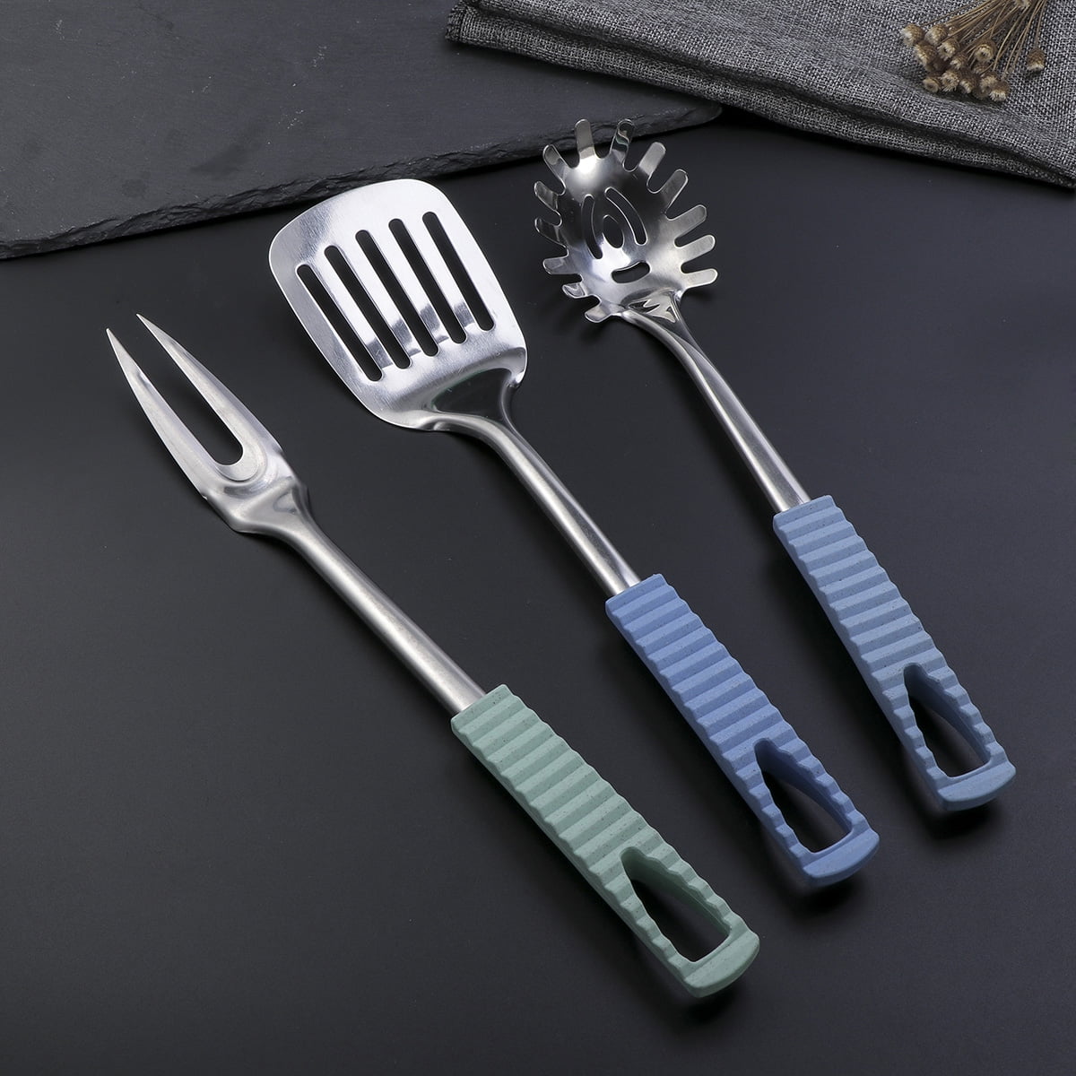 Kitchen Utensils Stainless Steel Cooking Tools Heat Resistant Kitchen Gadgets Dishwasher Safe 34.50 × 3.50 × 2.00CM Silver — image 6