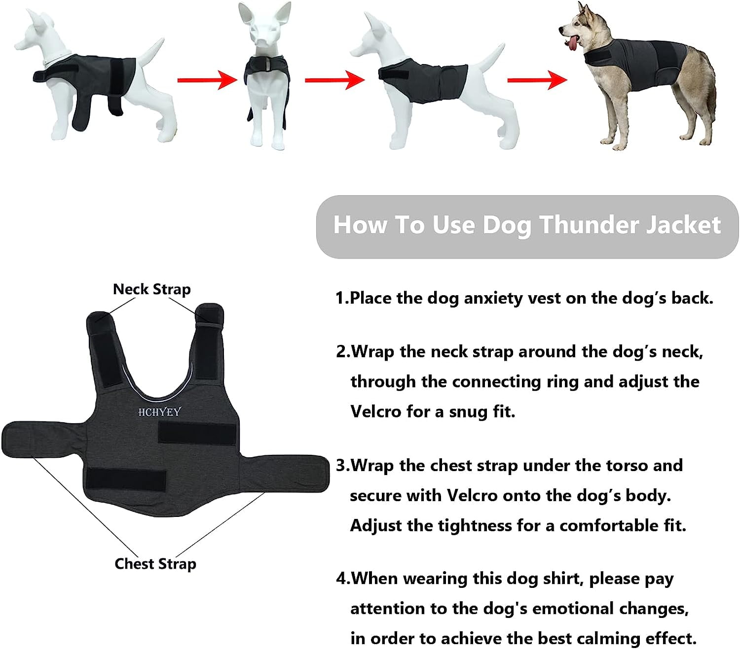 Dog Jacket, Skin-Friendly Dog Calming Vest - Dog Shirt for Thunder, Fireworks and Separation - Keep Pet Calm Without Medicine & Training, Anti Anxiety Vest for — image 4