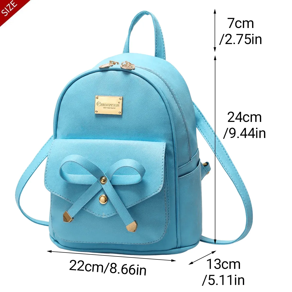 Blue Butterfly Shoulder Bag Student Schoolbag Backpack Travel Tote for Girls — image 3