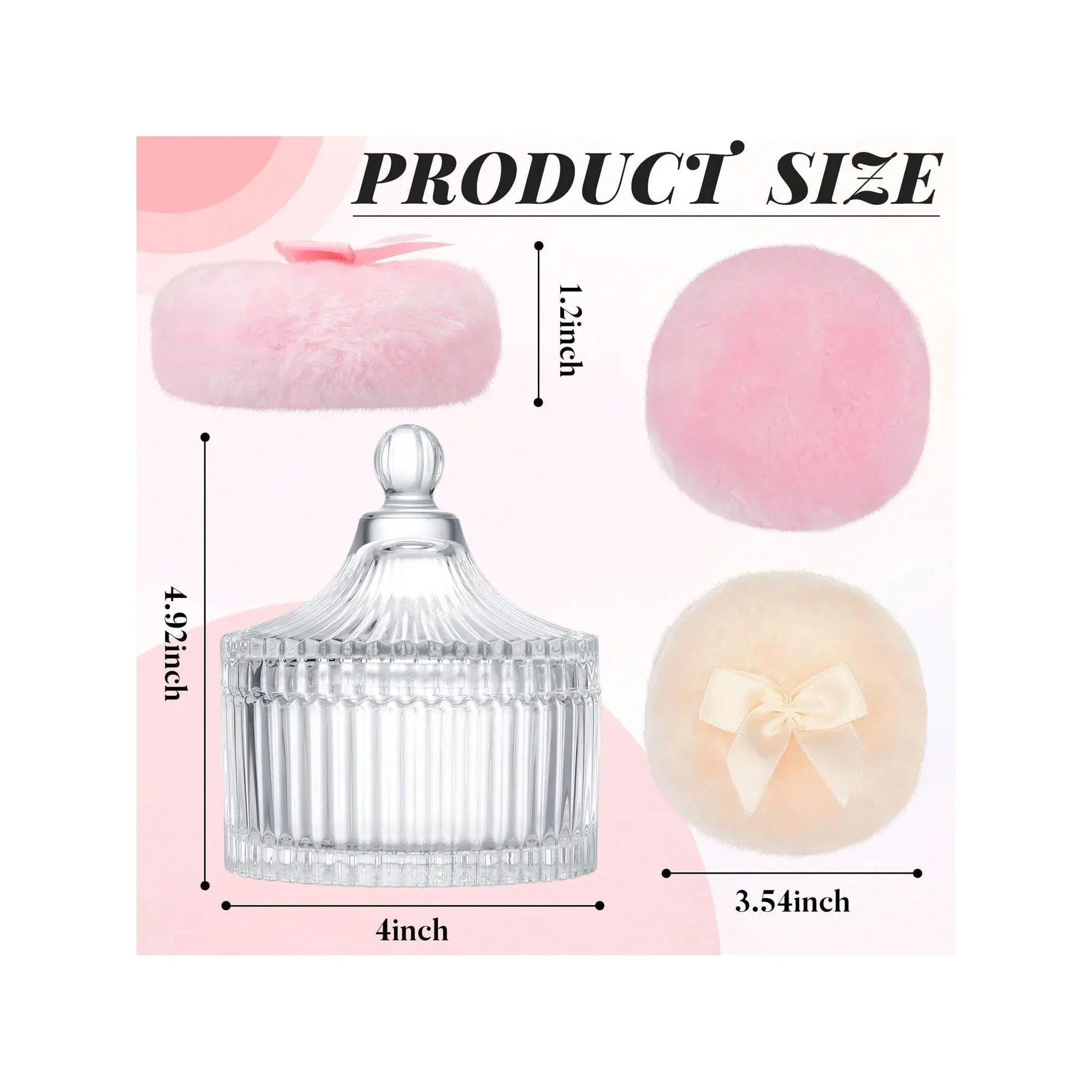 Clear Ribbed Glass Vanity Jar With Lid, Victorian Style Makeup Trinket Container for Bathroom — image 3