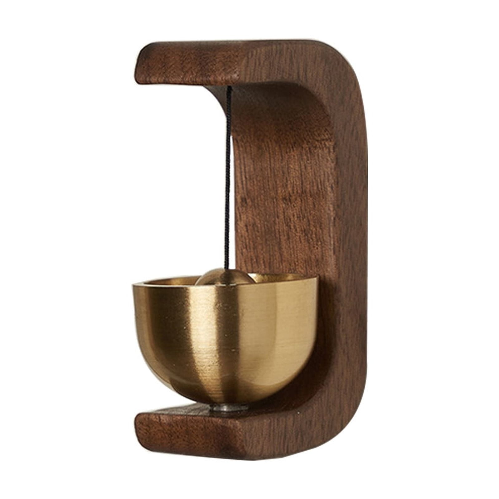 Magnetic Wooden Doorbell Chime with Brass Bell, Shopkeeper Style Entry Alert for Doors, Shops and Home Entrances, Brown — image 2