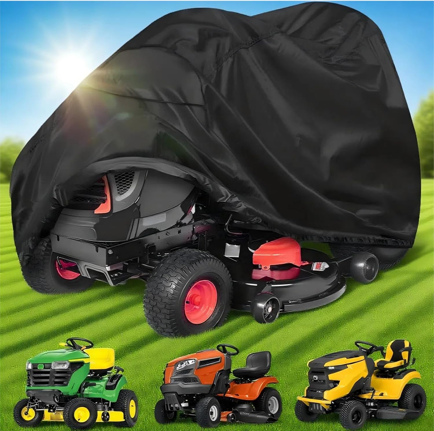 Riding Lawn Mower Cover, 54" Lawnmower Covers For Outdoor, 420D Polyester Oxford Lawn Mower Cover Waterproof Heavy Duty, Riding Lawn Tractor Cover