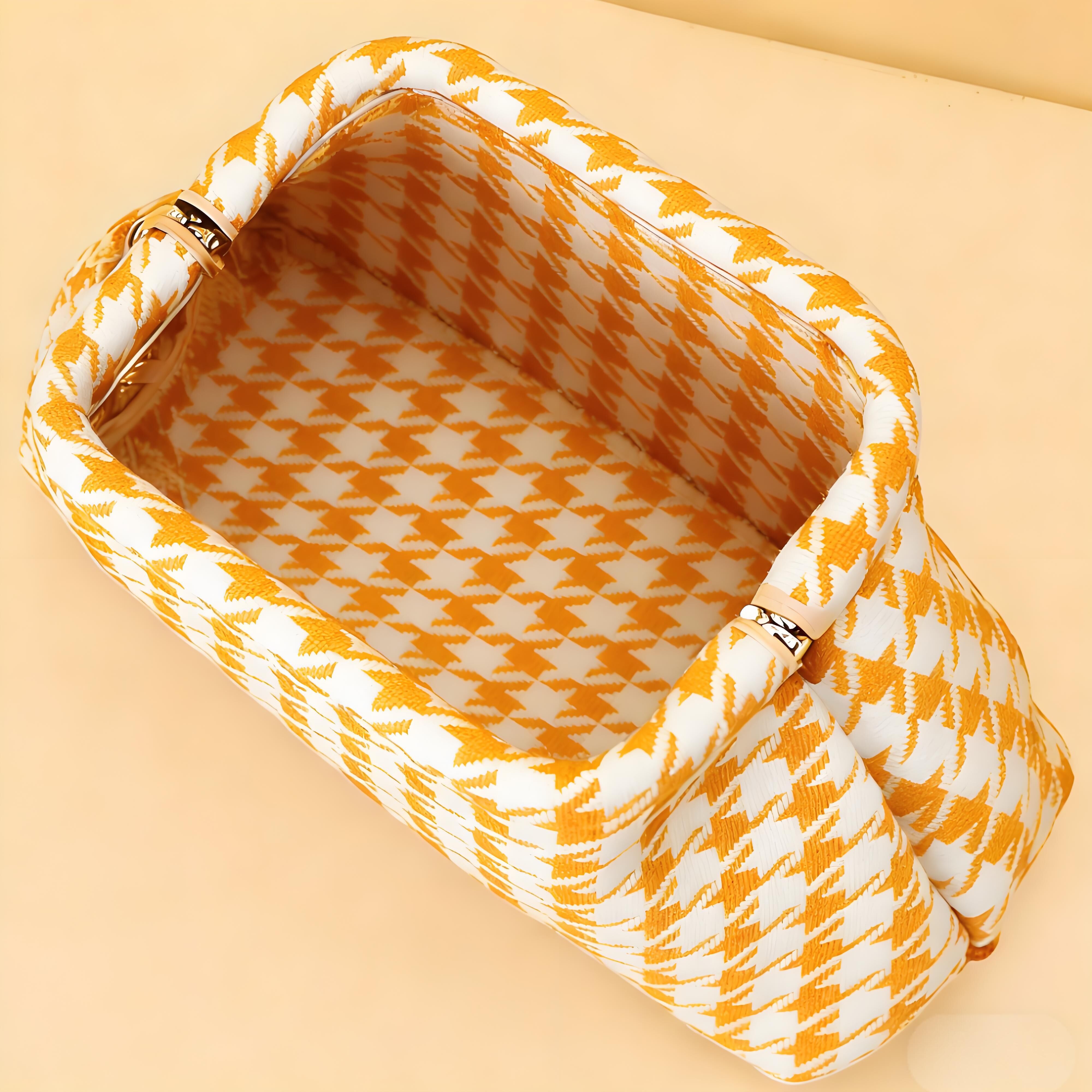 Houndstooth Knit Cloud Bag: Commute & Daily Handbag, Portable Storage Clutch (Mango Yellow) | Other Colors Available in Store — image 6