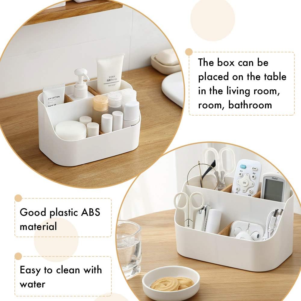 Pink Desk Organizer with Compartments Small Storage Box for Makeup Brushes Pens Pencils Remote Controls Office Accessories — image 5