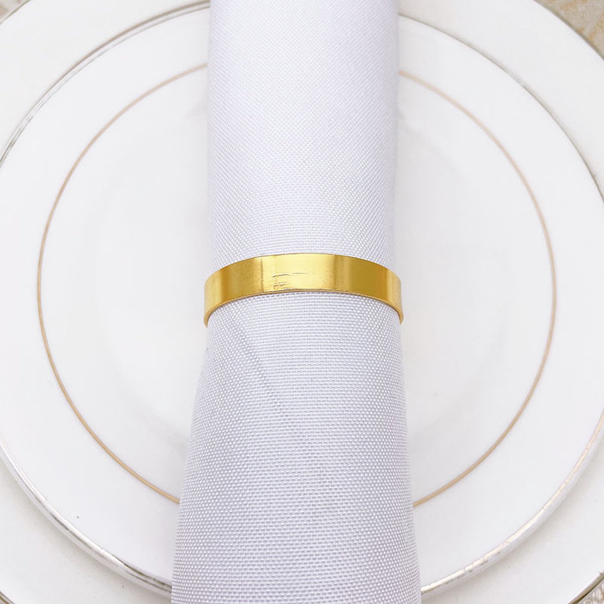 12 pieces gold metal napkin rings - elegant napkin ring - Christmas napkin rings - boho round gold napkin ring for weddings - party dinner - anniversary table — image 3