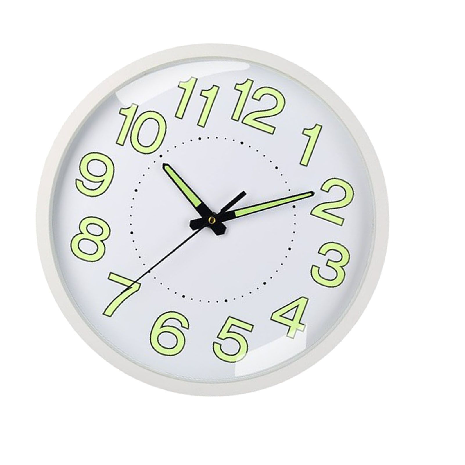 Silent Quartz Clock Plastic Wall Mounted Luminous Quiet for Living Room Bedroom 12in 30cm White Frame — image 2