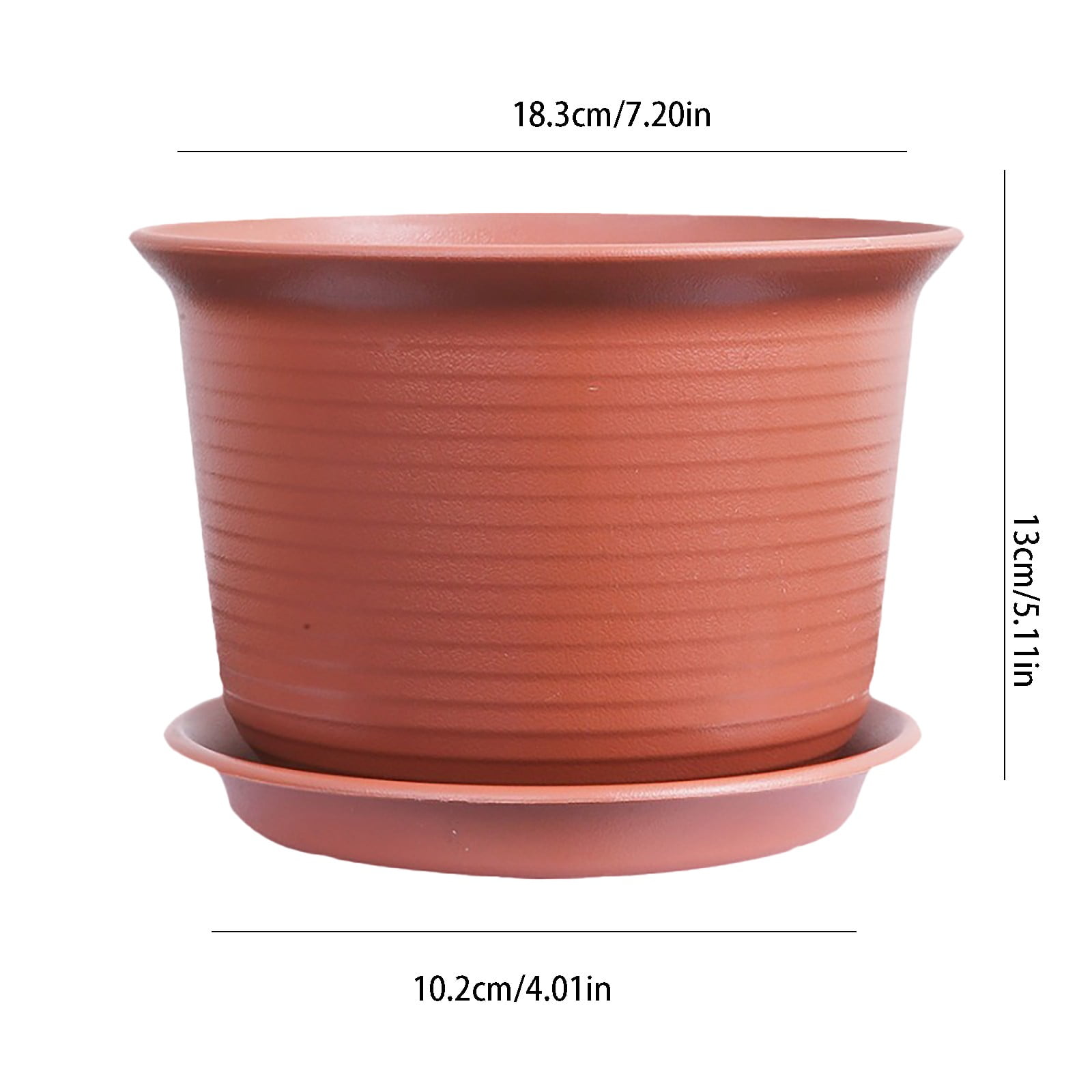 Plastic Plant Pot with Drainage Holes and Saucer, Nursery Planter for Indoor Plants, 21.2 x 13 cm, Red — image 3