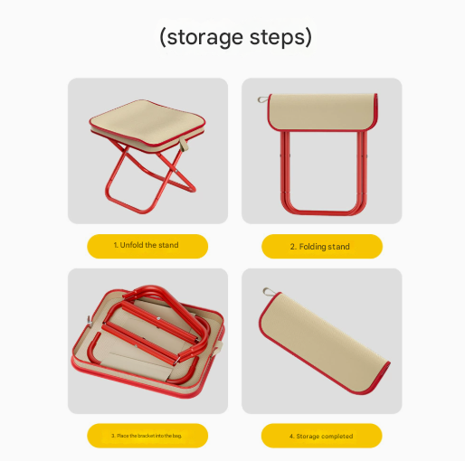Beige Premium 2-Piece Portable Folding Stool Set | Lightweight Compact Camping Chairs | Durable Outdoor Seats for Fishing, Picnics, and Hiking — image 2