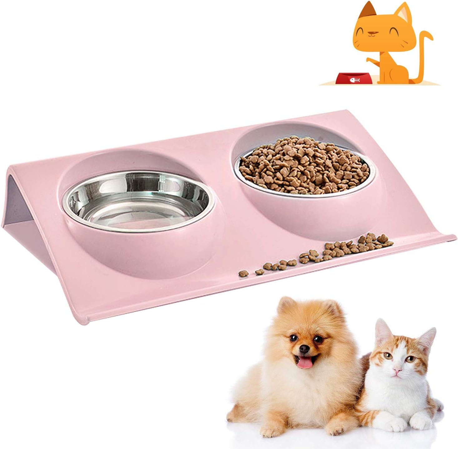 stainless steel cat bowl set