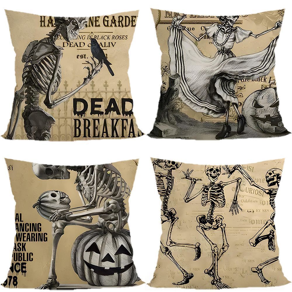 4PC Multi‑occasion Decor Pillow Cover For Halloween & Christmas, Style‑85, Suitable For Sofa, Living Room, Bedroom, 45 × 45cm, Pillow Insert Not Included