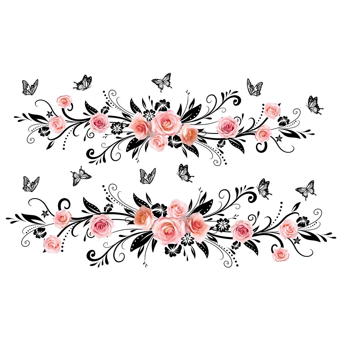Flower Wall Stickers, Flower Wall Decals, Waterproof Peel and Stick Wall Art Decals for Bedroom Children's Room Living Room