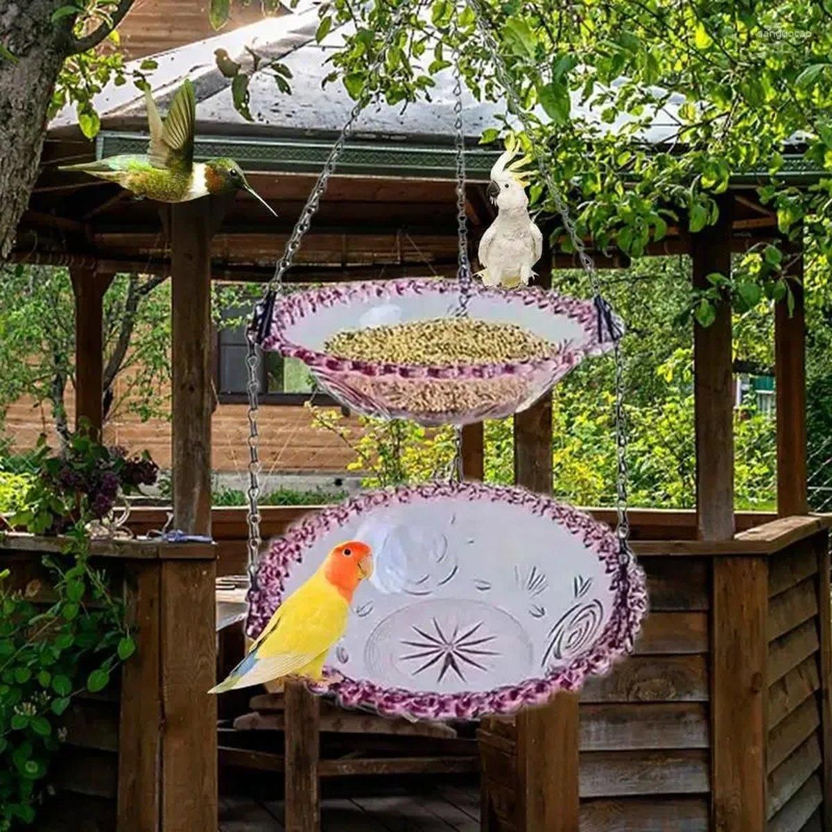Outdoor Hanging Bird Feeder Bath Garden Patio Decoration for Attracting Birds - Grey โ image 6